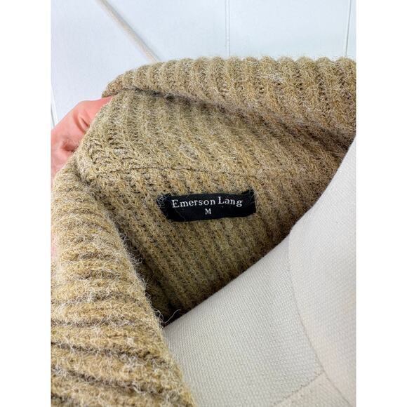 Emerson Lang Zip Up Ribbed Sweater Womens Medium Tan Camel - Picture 7 of 7